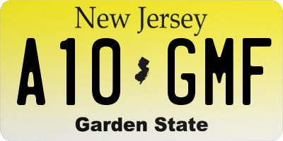 NJ license plate A10GMF