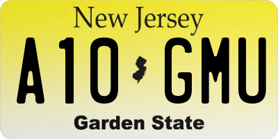 NJ license plate A10GMU