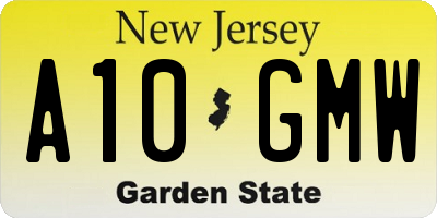 NJ license plate A10GMW