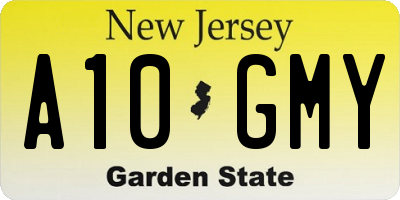 NJ license plate A10GMY