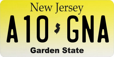 NJ license plate A10GNA