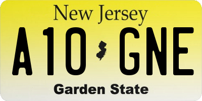 NJ license plate A10GNE