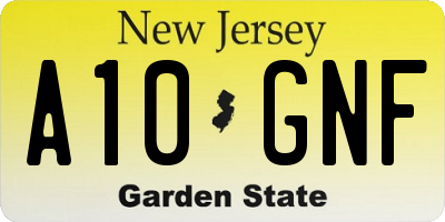 NJ license plate A10GNF