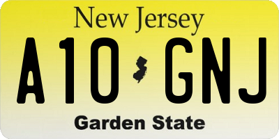 NJ license plate A10GNJ