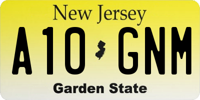 NJ license plate A10GNM