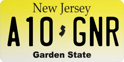 NJ license plate A10GNR