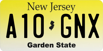 NJ license plate A10GNX