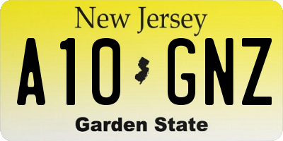 NJ license plate A10GNZ