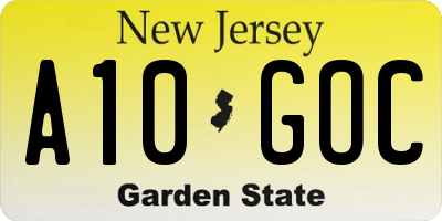 NJ license plate A10GOC