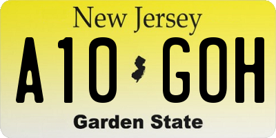 NJ license plate A10GOH