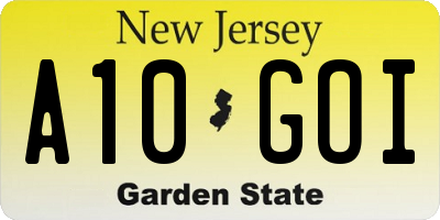 NJ license plate A10GOI