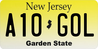 NJ license plate A10GOL