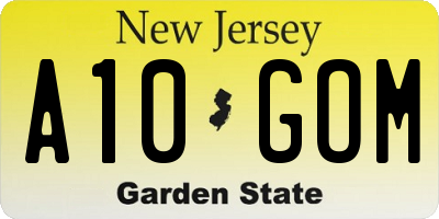 NJ license plate A10GOM