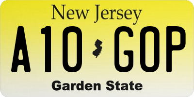 NJ license plate A10GOP