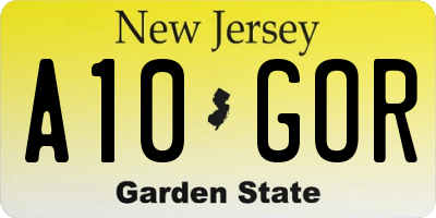 NJ license plate A10GOR