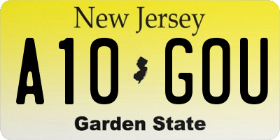 NJ license plate A10GOU