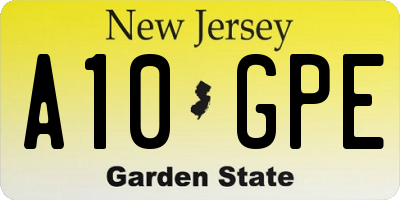 NJ license plate A10GPE