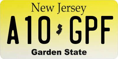 NJ license plate A10GPF