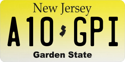 NJ license plate A10GPI