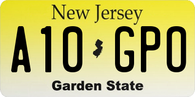 NJ license plate A10GPO