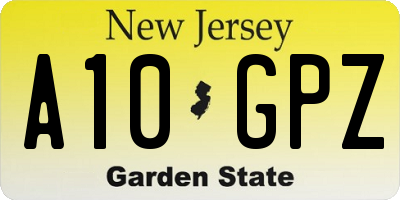 NJ license plate A10GPZ