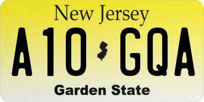 NJ license plate A10GQA