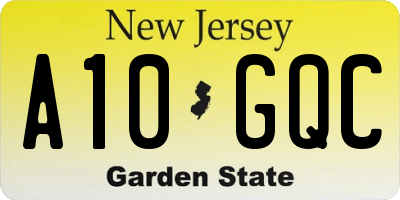 NJ license plate A10GQC