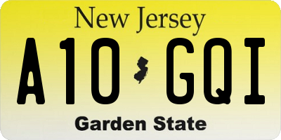 NJ license plate A10GQI