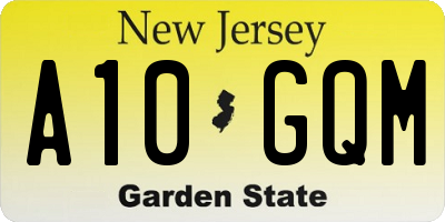 NJ license plate A10GQM