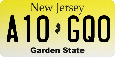 NJ license plate A10GQO