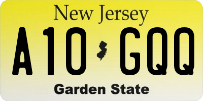 NJ license plate A10GQQ