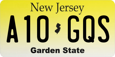 NJ license plate A10GQS