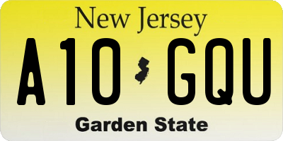 NJ license plate A10GQU