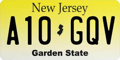 NJ license plate A10GQV