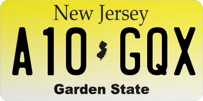 NJ license plate A10GQX