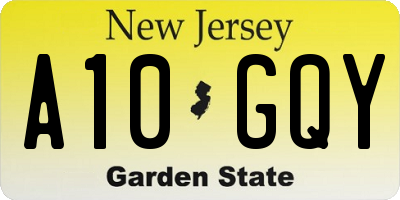 NJ license plate A10GQY