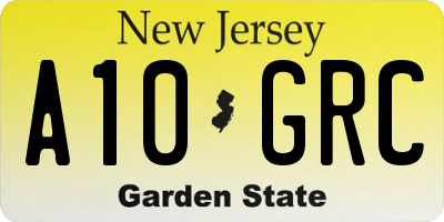 NJ license plate A10GRC