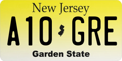 NJ license plate A10GRE