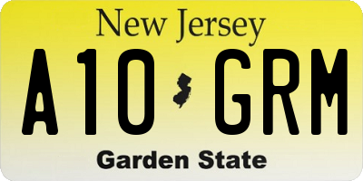 NJ license plate A10GRM