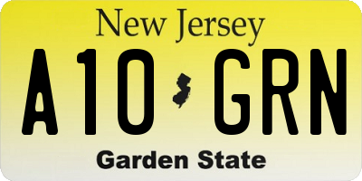 NJ license plate A10GRN