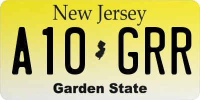 NJ license plate A10GRR