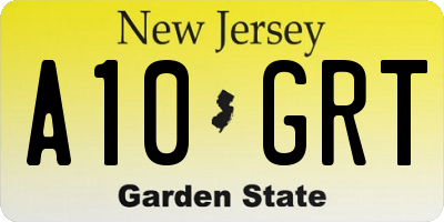 NJ license plate A10GRT