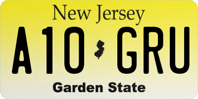 NJ license plate A10GRU