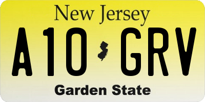 NJ license plate A10GRV
