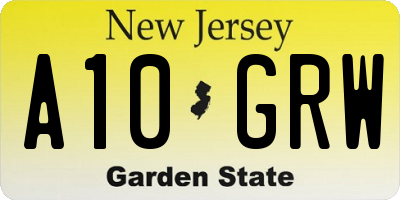 NJ license plate A10GRW