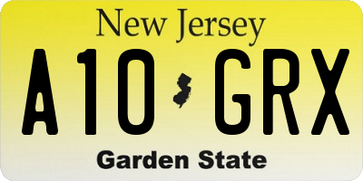 NJ license plate A10GRX