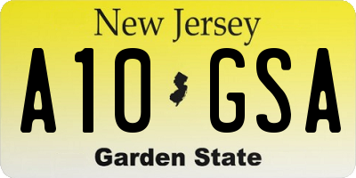 NJ license plate A10GSA