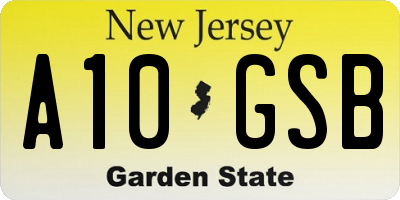 NJ license plate A10GSB