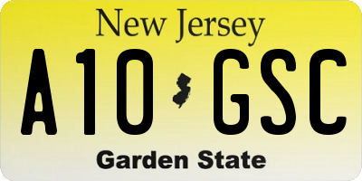 NJ license plate A10GSC