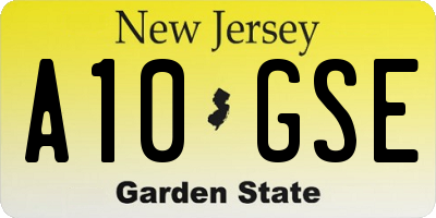 NJ license plate A10GSE